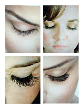 Examples of women with eye lash extensions